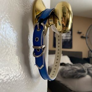 Blue leather choker